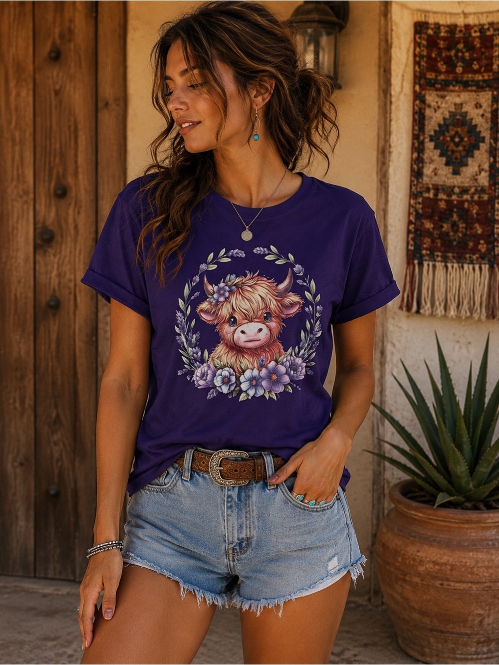 Highland Cow Cotton Graphic Tee